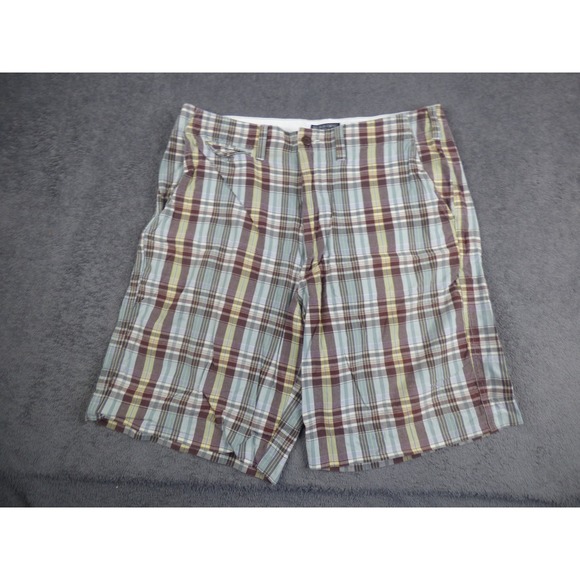 Polo Jeans Co. Ralph Lauren Other - Polo Jeans Co Ralph Lauren Mens 36 Plaid Shorts Blue Burgundy Cotton Casual
